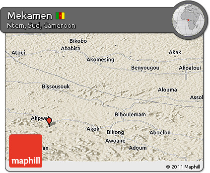Shaded Relief Panoramic Map of Mekamen