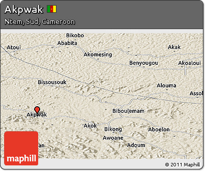 Shaded Relief Panoramic Map of Akpwak