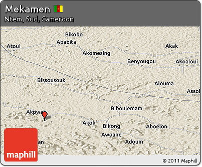Shaded Relief Panoramic Map of Mekamen