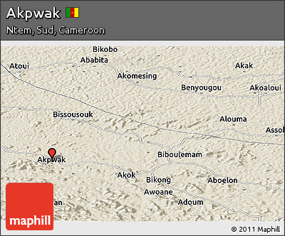 Shaded Relief Panoramic Map of Akpwak
