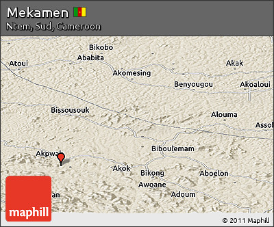 Shaded Relief Panoramic Map of Mekamen