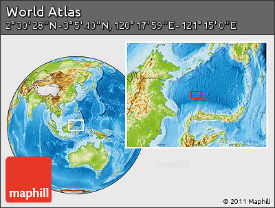 Physical Location Map of the Area around 2° 48' 4" N, 120° 46' 30" E