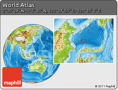 Physical Location Map of the Area around 2° 48' 4" N, 120° 46' 30" E