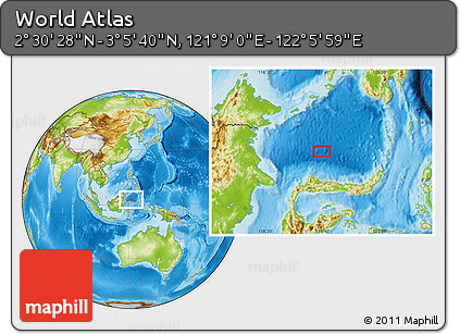 Physical Location Map of the Area around 2° 48' 4" N, 121° 37' 30" E