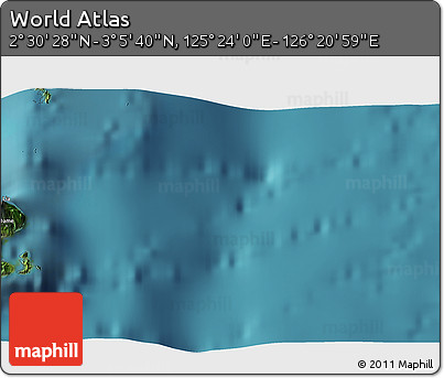 Satellite 3D Map of the Area around 2° 48' 4" N, 125° 52' 30" E