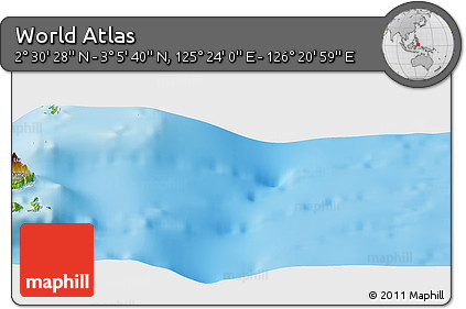 Physical Panoramic Map of the Area around 2° 48' 4" N, 125° 52' 30" E