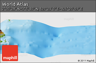 Physical Panoramic Map of the Area around 2° 48' 4" N, 125° 52' 30" E