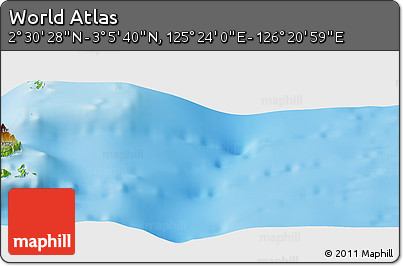 Physical Panoramic Map of the Area around 2° 48' 4" N, 125° 52' 30" E