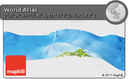 Physical Panoramic Map of the Area around 2° 48' 4" N, 128° 25' 30" E