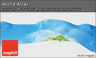 Physical Panoramic Map of the Area around 2° 48' 4" N, 128° 25' 30" E