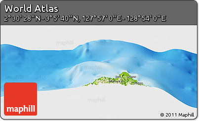 Physical Panoramic Map of the Area around 2° 48' 4" N, 128° 25' 30" E