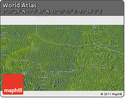 Satellite 3D Map of the Area around 2° 48' 4" N, 12° 49' 29" E