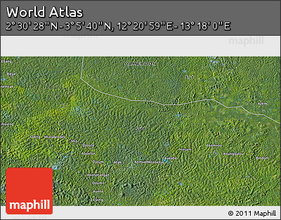 Satellite 3D Map of the Area around 2° 48' 4" N, 12° 49' 29" E