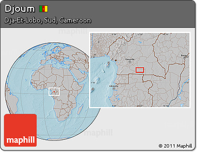 Gray Location Map of Djoum, hill shading