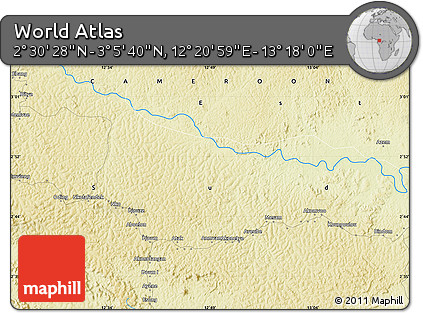 Physical Map of the Area around 2° 48' 4" N, 12° 49' 29" E