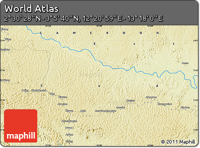 Physical Map of the Area around 2° 48' 4" N, 12° 49' 29" E