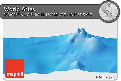 Physical Panoramic Map of the Area around 2° 48' 4" N, 130° 58' 29" E