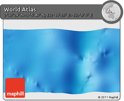 Shaded Relief 3D Map of the Area around 2° 48' 4" N, 132° 40' 30" E