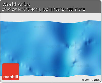 Shaded Relief 3D Map of the Area around 2° 48' 4" N, 132° 40' 30" E