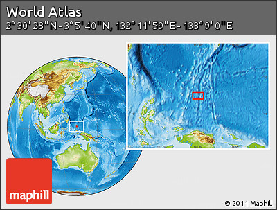 Physical Location Map of the Area around 2° 48' 4" N, 132° 40' 30" E