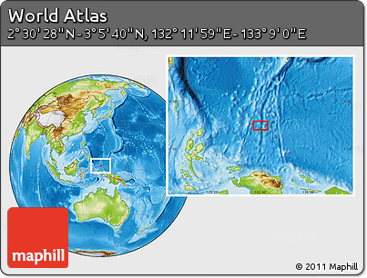 Physical Location Map of the Area around 2° 48' 4" N, 132° 40' 30" E