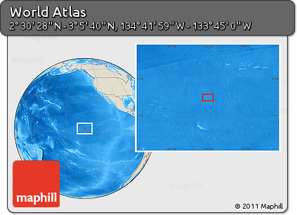 Shaded Relief Location Map of the Area around 2° 48' 4" N, 134° 13' 29" W