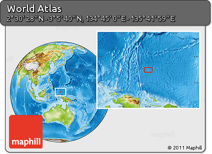 Physical Location Map of the Area around 2° 48' 4" N, 135° 13' 29" E