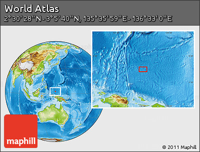 Physical Location Map of the Area around 2° 48' 4" N, 136° 4' 29" E