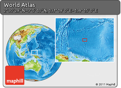 Physical Location Map of the Area around 2° 48' 4" N, 137° 46' 30" E