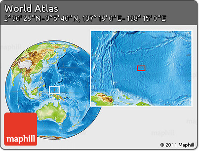 Physical Location Map of the Area around 2° 48' 4" N, 137° 46' 30" E