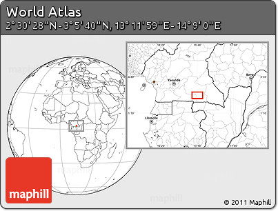 Blank Location Map of the Area around 2° 48' 4" N, 13° 40' 30" E