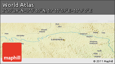 Physical Panoramic Map of the Area around 2° 48' 4" N, 13° 40' 30" E