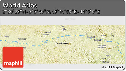 Physical Panoramic Map of the Area around 2° 48' 4" N, 13° 40' 30" E