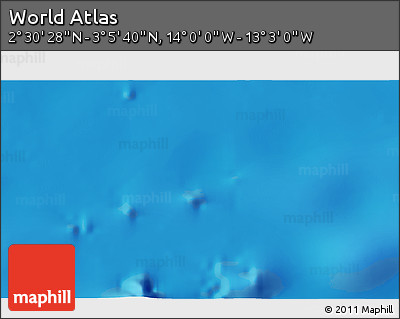 Physical 3D Map of the Area around 2° 48' 4" N, 13° 31' 30" W
