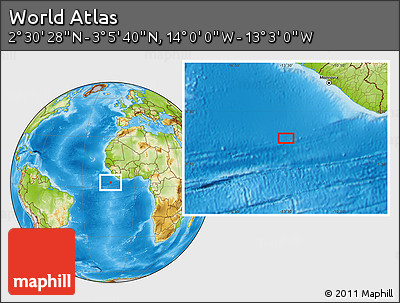 Physical Location Map of the Area around 2° 48' 4" N, 13° 31' 30" W
