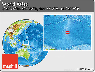 Physical Location Map of the Area around 2° 48' 4" N, 142° 1' 30" E
