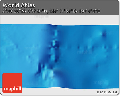 Shaded Relief 3D Map of the Area around 2° 48' 4" N, 149° 40' 30" E