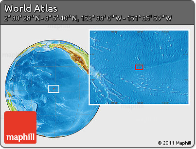 Physical Location Map of the Area around 2° 48' 4" N, 152° 4' 29" W