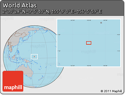 Gray Location Map of the Area around 2° 48' 4" N, 155° 37' 30" E