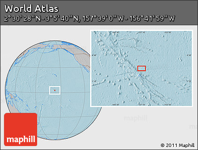 Gray Location Map of the Area around 2° 48' 4" N, 157° 10' 30" W, hill shading
