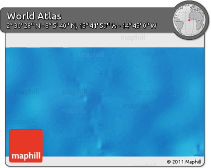 Physical 3D Map of the Area around 2° 48' 4" N, 15° 13' 29" W