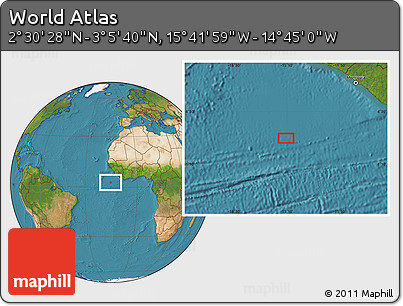 Satellite Location Map of the Area around 2° 48' 4" N, 15° 13' 29" W