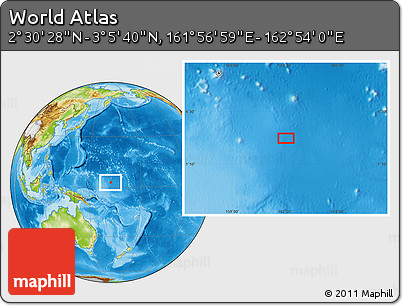 Physical Location Map of the Area around 2° 48' 4" N, 162° 25' 30" E