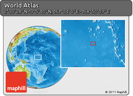 Physical Location Map of the Area around 2° 48' 4" N, 168° 22' 30" E