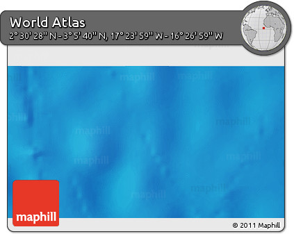 Physical 3D Map of the Area around 2° 48' 4" N, 16° 55' 29" W