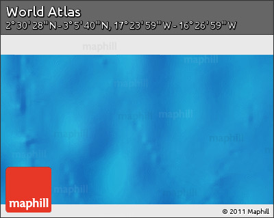 Physical 3D Map of the Area around 2° 48' 4" N, 16° 55' 29" W