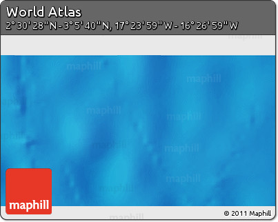 Physical 3D Map of the Area around 2° 48' 4" N, 16° 55' 29" W