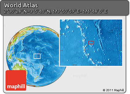 Physical Location Map of the Area around 2° 48' 4" N, 174° 19' 29" E