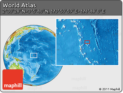 Physical Location Map of the Area around 2° 48' 4" N, 174° 19' 29" E