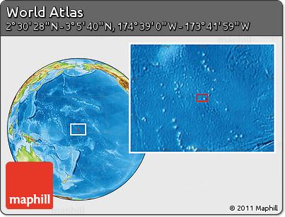 Physical Location Map of the Area around 2° 48' 4" N, 174° 10' 30" W